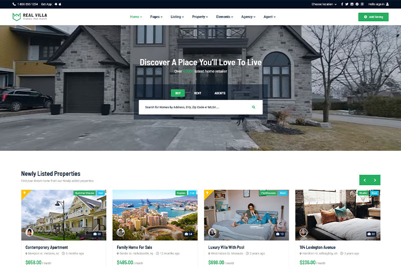 Real Estate Listing Website Design